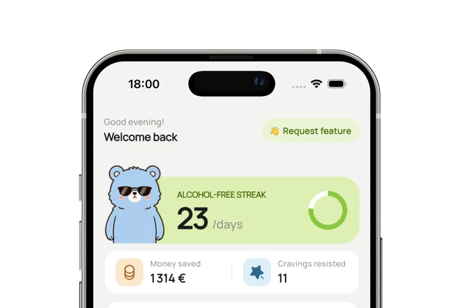 SoberBear app screens